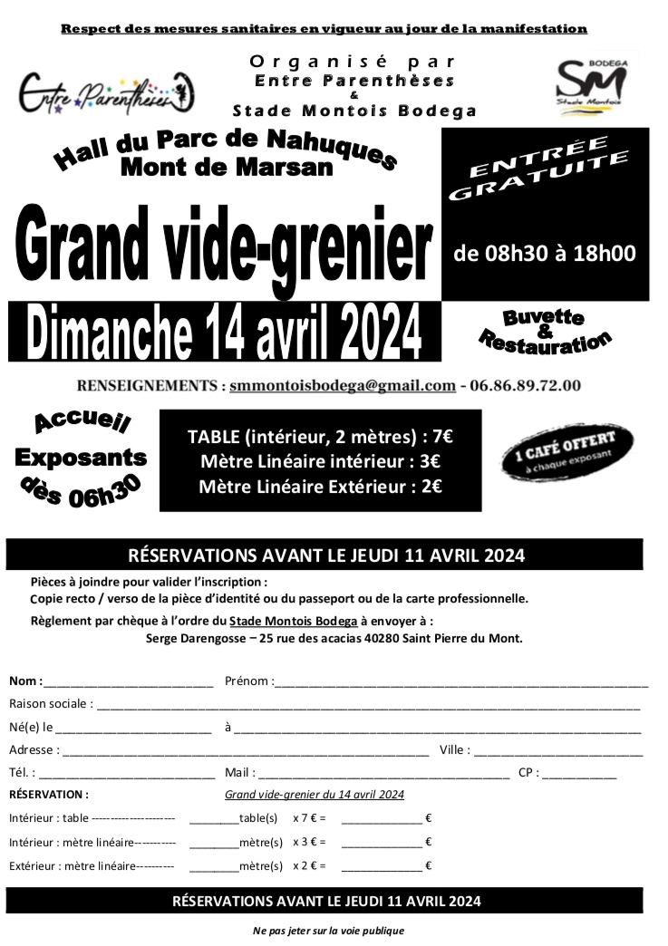 You are currently viewing Grand Vide-Grenier du 14 avril 2024